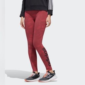 Women's Adidas Essentials Allover Print Leggings Power Pink/Red - Size XS